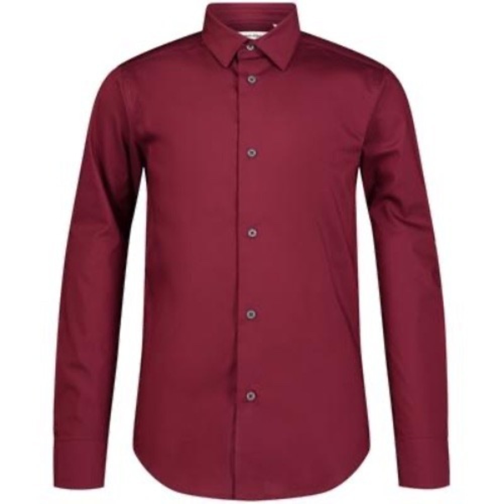 Calvin Klein‎ Big Boys Cabernet Long Sleeve Stretch Button Down Shirt Size 16